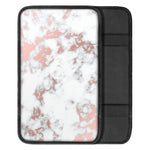 White Rose Gold Marble Print Car Center Console Cover