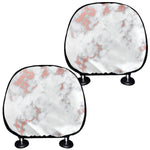 White Rose Gold Marble Print Car Headrest Covers
