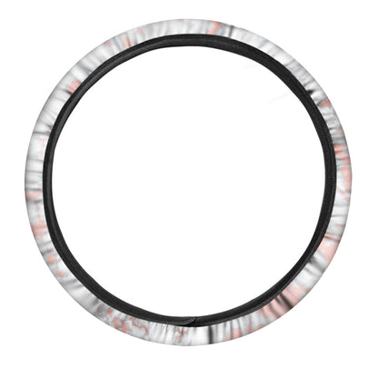White Rose Gold Marble Print Car Steering Wheel Cover