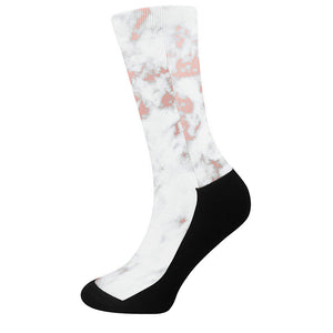 White Rose Gold Marble Print Crew Socks