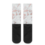 White Rose Gold Marble Print Crew Socks