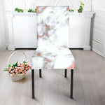 White Rose Gold Marble Print Dining Chair Slipcover