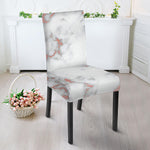 White Rose Gold Marble Print Dining Chair Slipcover
