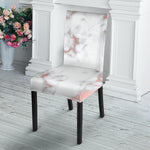 White Rose Gold Marble Print Dining Chair Slipcover