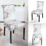 White Rose Gold Marble Print Dining Chair Slipcover