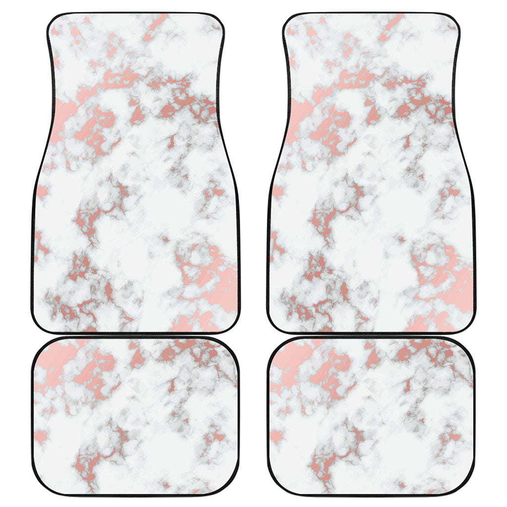 White Rose Gold Marble Print Front and Back Car Floor Mats