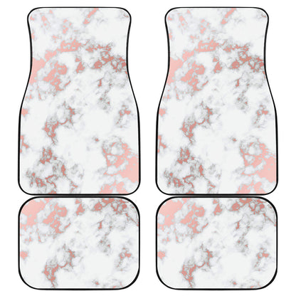 White Rose Gold Marble Print Front and Back Car Floor Mats