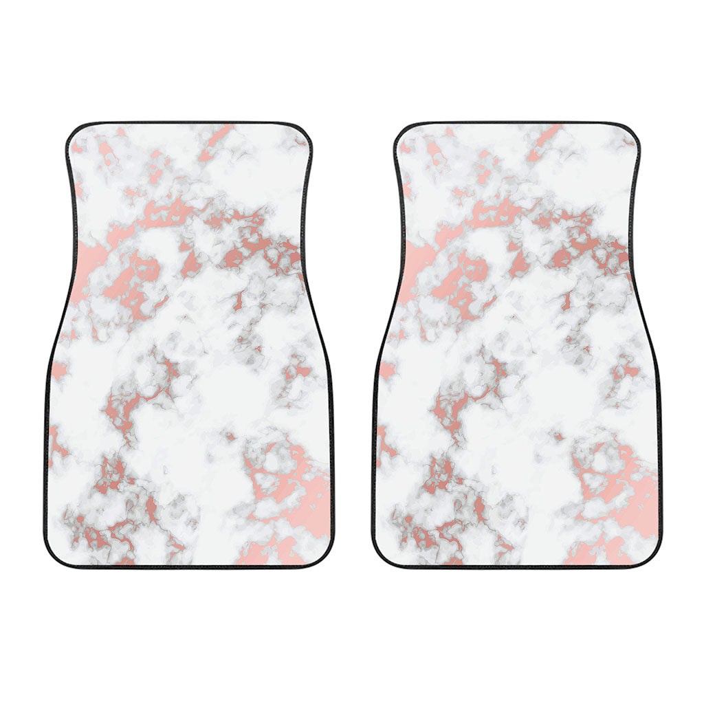 White Rose Gold Marble Print Front Car Floor Mats
