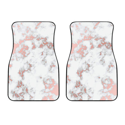 White Rose Gold Marble Print Front Car Floor Mats
