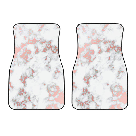 White Rose Gold Marble Print Front Car Floor Mats