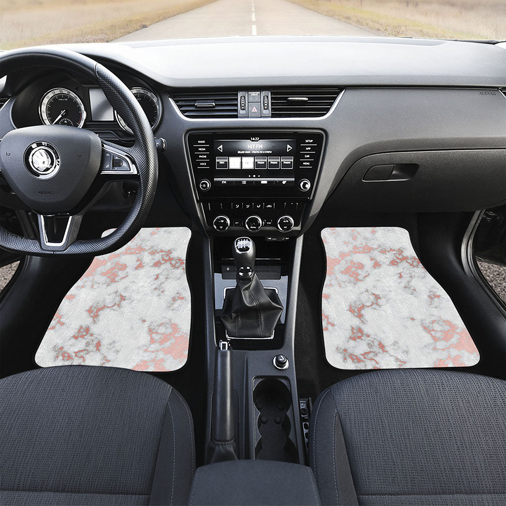 White Rose Gold Marble Print Front Car Floor Mats