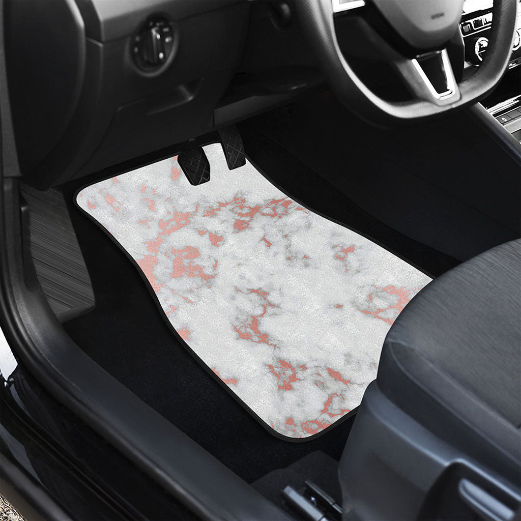 White Rose Gold Marble Print Front Car Floor Mats