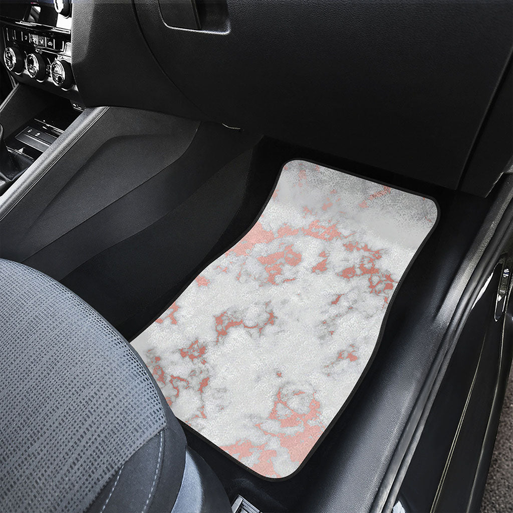 White Rose Gold Marble Print Front Car Floor Mats