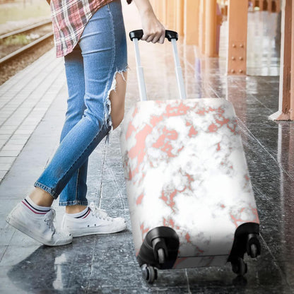 White Rose Gold Marble Print Luggage Cover GearFrost