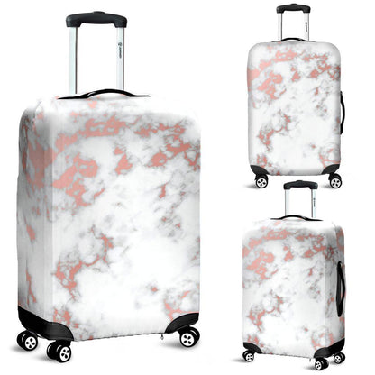 White Rose Gold Marble Print Luggage Cover GearFrost