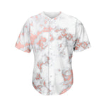 White Rose Gold Marble Print Men's Baseball Jersey