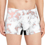 White Rose Gold Marble Print Men's Boxer Briefs