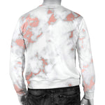 White Rose Gold Marble Print Men's Crewneck Sweatshirt GearFrost