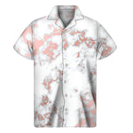 White Rose Gold Marble Print Men's Short Sleeve Shirt