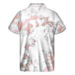 White Rose Gold Marble Print Men's Short Sleeve Shirt