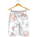 White Rose Gold Marble Print Men's Shorts