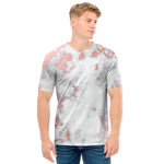 White Rose Gold Marble Print Men's T-Shirt