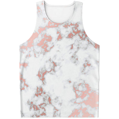 White Rose Gold Marble Print Men's Tank Top