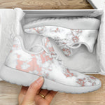White Rose Gold Marble Print Mesh Knit Shoes GearFrost