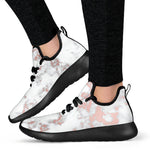 White Rose Gold Marble Print Mesh Knit Shoes GearFrost