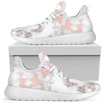 White Rose Gold Marble Print Mesh Knit Shoes GearFrost