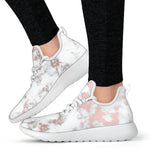 White Rose Gold Marble Print Mesh Knit Shoes GearFrost