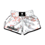 White Rose Gold Marble Print Muay Thai Boxing Shorts