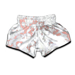 White Rose Gold Marble Print Muay Thai Boxing Shorts