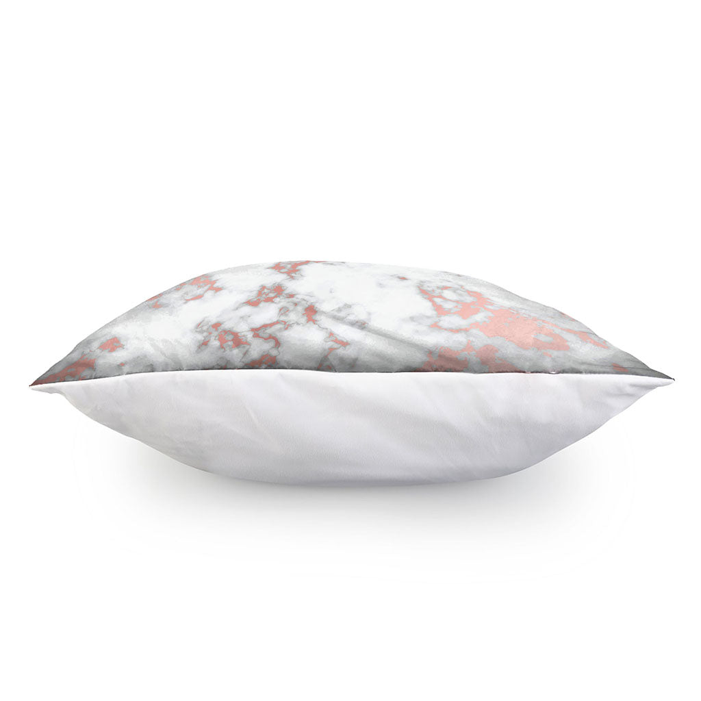 White Rose Gold Marble Print Pillow Cover