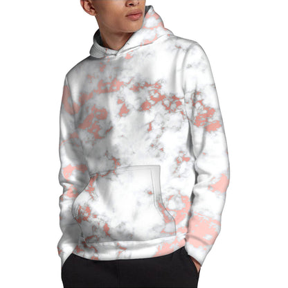 White Rose Gold Marble Print Pullover Hoodie