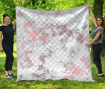 White Rose Gold Marble Print Quilt