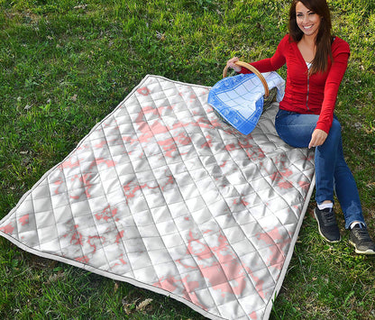 White Rose Gold Marble Print Quilt