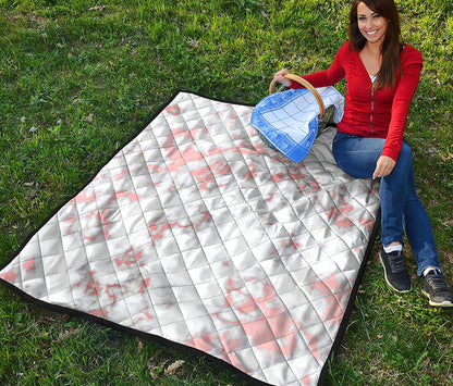 White Rose Gold Marble Print Quilt