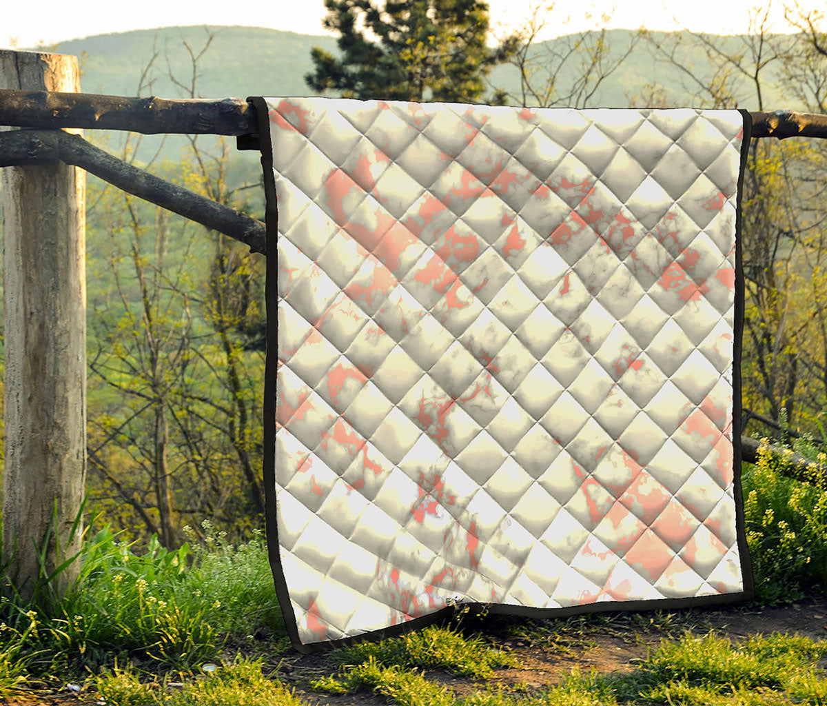 White Rose Gold Marble Print Quilt