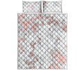 White Rose Gold Marble Print Quilt Bed Set