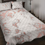 White Rose Gold Marble Print Quilt Bed Set