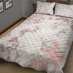 White Rose Gold Marble Print Quilt Bed Set