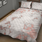 White Rose Gold Marble Print Quilt Bed Set