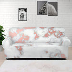 White Rose Gold Marble Print Sofa Cover