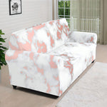 White Rose Gold Marble Print Sofa Cover
