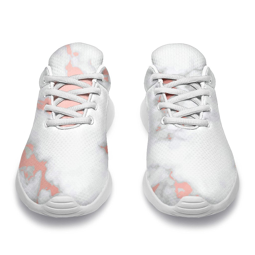 White Rose Gold Marble Print Sport Shoes GearFrost