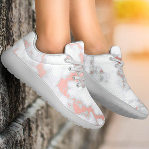 White Rose Gold Marble Print Sport Shoes GearFrost