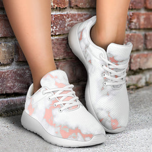 White Rose Gold Marble Print Sport Shoes GearFrost