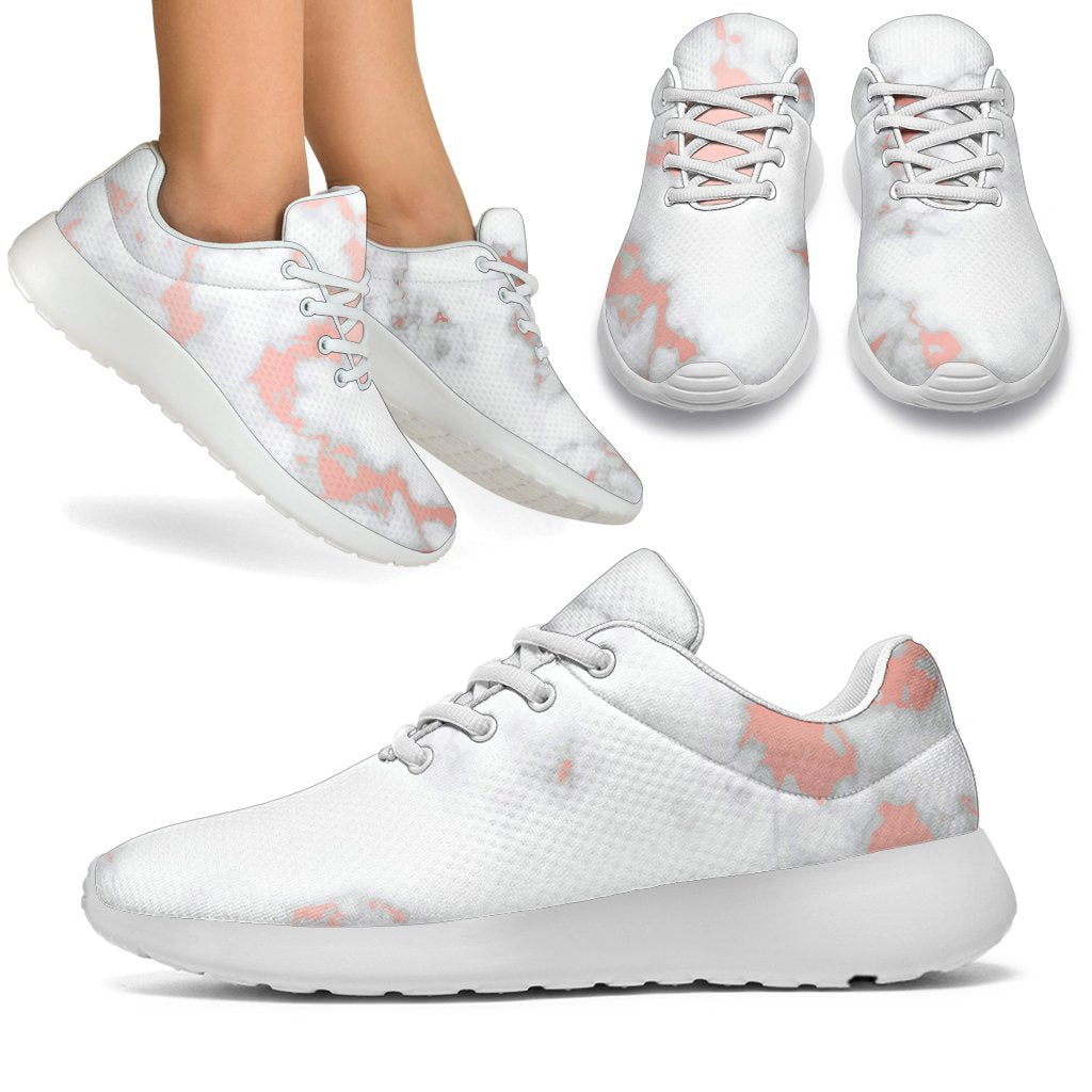 White Rose Gold Marble Print Sport Shoes GearFrost