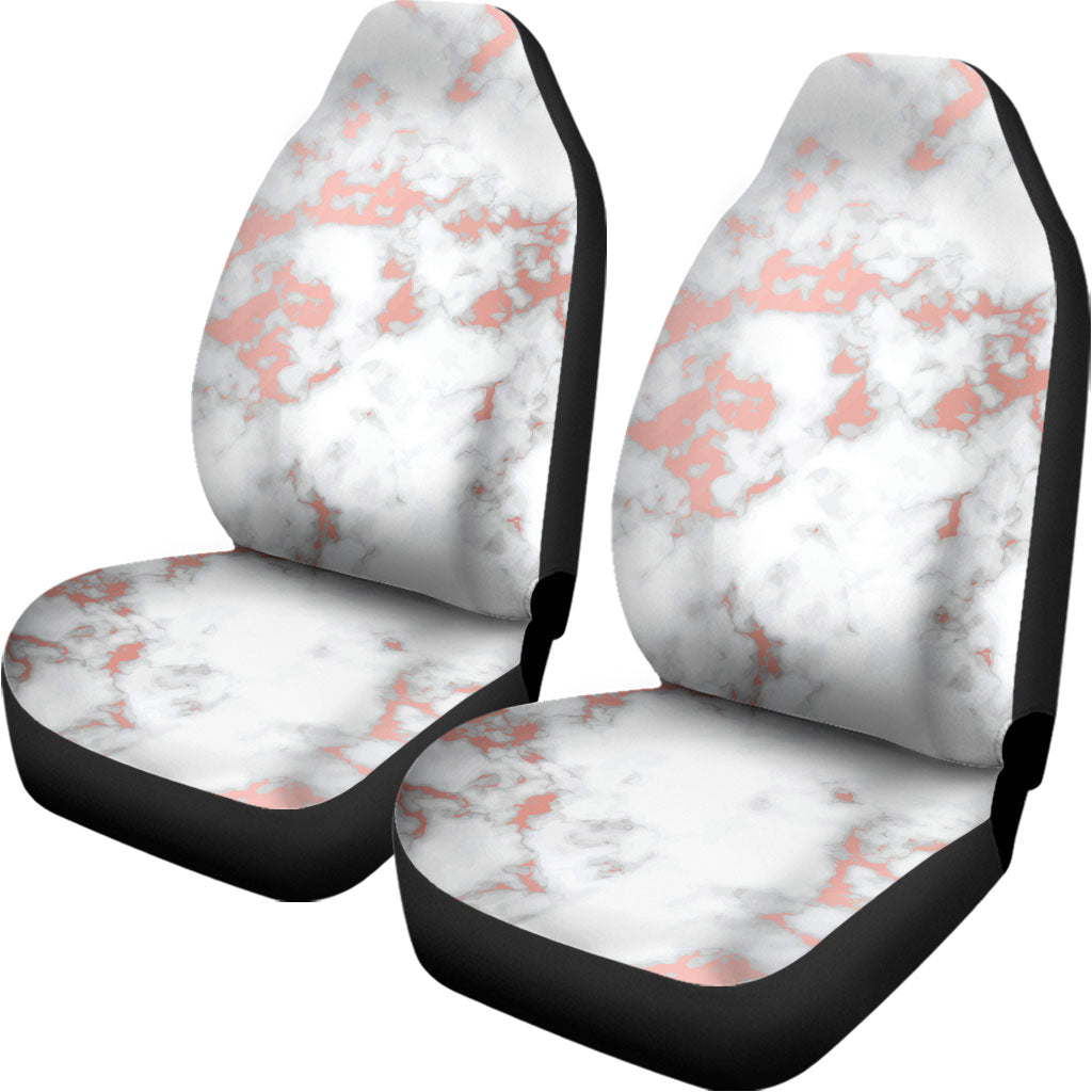 White Rose Gold Marble Print Universal Fit Car Seat Covers